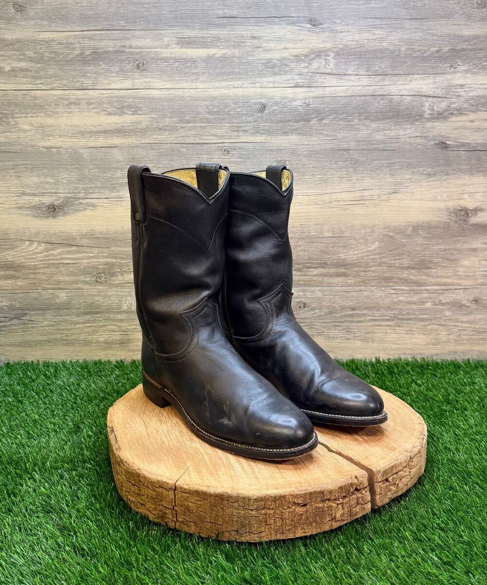 Justin Women - Size 7C - Vintage Black Roper Western Cowboy Boots Style L3703